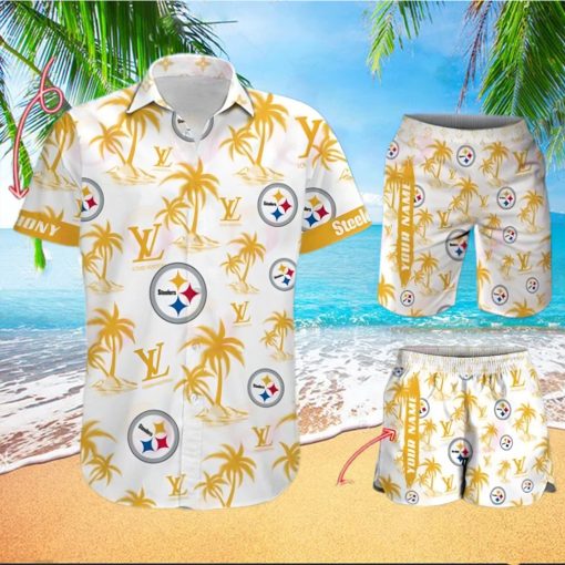 NFL Pittsburgh Steelers Louis Vuitton Logo Pattern Hawaiian Shirt & Shorts