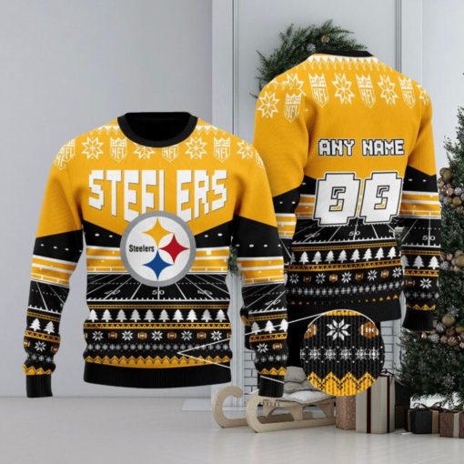 NFL Pittsburgh Steelers Rugby Stadium Ugly Christmas Custom Number And Name