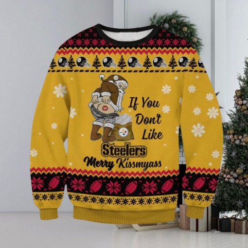 NFL Pittsburgh Steelers Santa Merrykissmyass Ugly Christmas Sweater