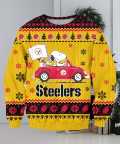 NFL Pittsburgh Steelers Snoopy Driving Car Ugly Christmas Sweater