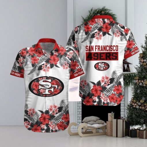 NFL San Francisco 49ers Hawaiian Shirt Hibiscus Flower Pattern, NFL Hawaiian Shirt