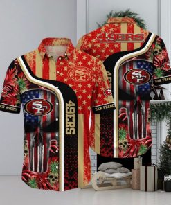 NFL San Francisco 49ers Hawaiian Shirt Skull US Flag, NFL Hawaiian Shirt