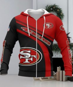 NFL San Francisco 49ers New Style Red Black Zip Up Hoodie