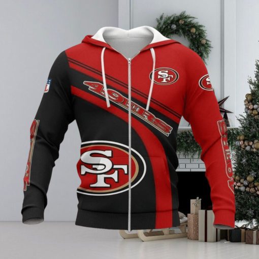 NFL San Francisco 49ers New Style Red Black Zip Up Hoodie