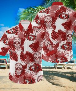 NFL San Francisco 49ers Skull Leaf Halloween Fans Hawaiian Shirt Gift For Men And Women