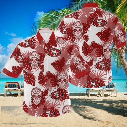 NFL San Francisco 49ers Skull Leaf Halloween Fans Hawaiian Shirt Gift For Men And Women