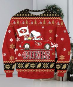 NFL San Francisco 49ers Snoopy Driving Car Ugly Christmas Sweater