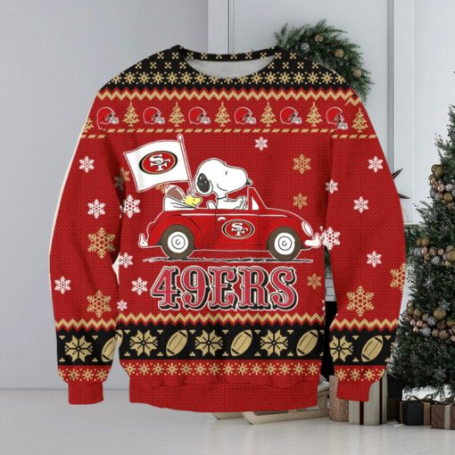 NFL San Francisco 49ers Snoopy Driving Car Ugly Christmas Sweater