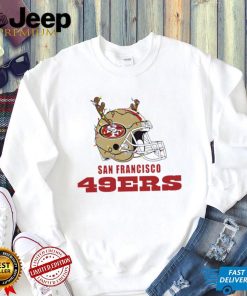 NFL San Francisco 49ers football helmet deer antlers Christmas lights logo shirt