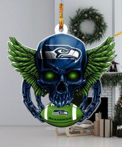 NFL Seattle Seahawks 2023 Holiday Gifts Xmas Skull Christmas Gift For Pine Tree Decorations Ornament