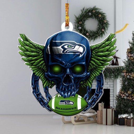 NFL Seattle Seahawks 2023 Holiday Gifts Xmas Skull Christmas Gift For Pine Tree Decorations Ornament