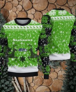 NFL Seattle Seahawks Christmas Reindeer Green Sport Christmas Ugly Sweater 3D