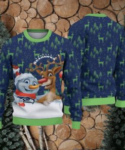 NFL Seattle Seahawks Christmas Reindeer Sport Christmas Ugly Sweater 3D