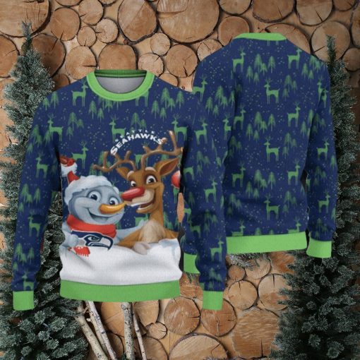 NFL Seattle Seahawks Christmas Reindeer Sport Christmas Ugly Sweater 3D