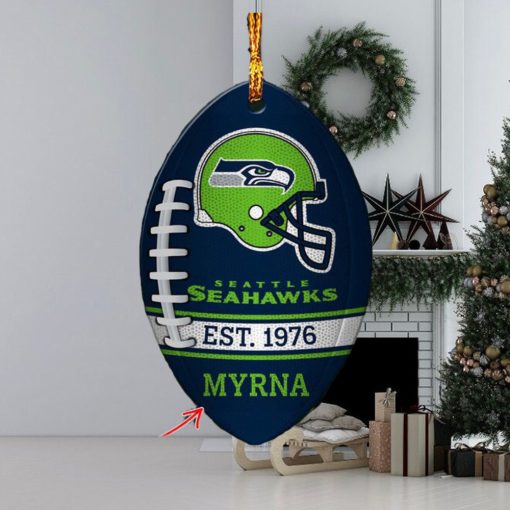 NFL Seattle Seahawks Football Xmas Custom Name Tree Decorations Ornament