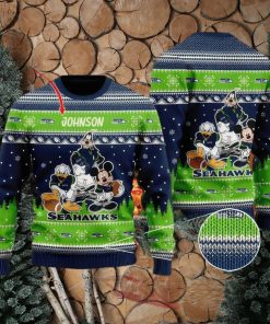 NFL Seattle Seahawks Knitted Christmas 3D Sweater Frankincense Custom Name