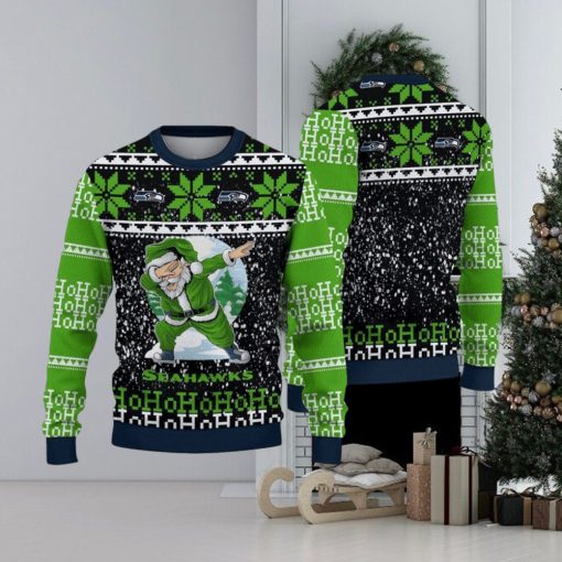 NFL Seattle Seahawks Santa Claus Ho Ho Ho Show Team Spirit Ugly Christmas Wool Knitted Swea