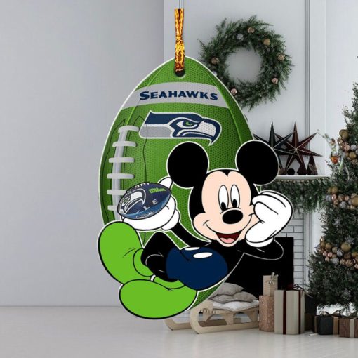 NFL Seattle Seahawks Xmas Mickey Mouse Custom Name Christmas Tree Decorations Ornament