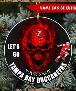 NFL Tampa Bay Buccaneers Custom Name Let’s Go Skull Round Ornament