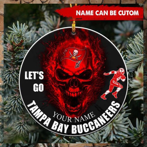 NFL Tampa Bay Buccaneers Custom Name Let’s Go Skull Round Ornament