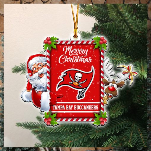 NFL Tampa Bay Buccaneers Santa And Reindeer Custom Shaped Ornament