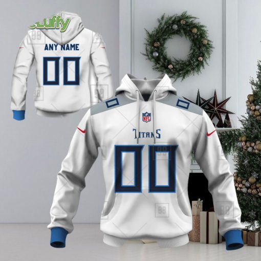 NFL Tennessee Titans Custom Name Number White Road Jersey Pullover Hoodie