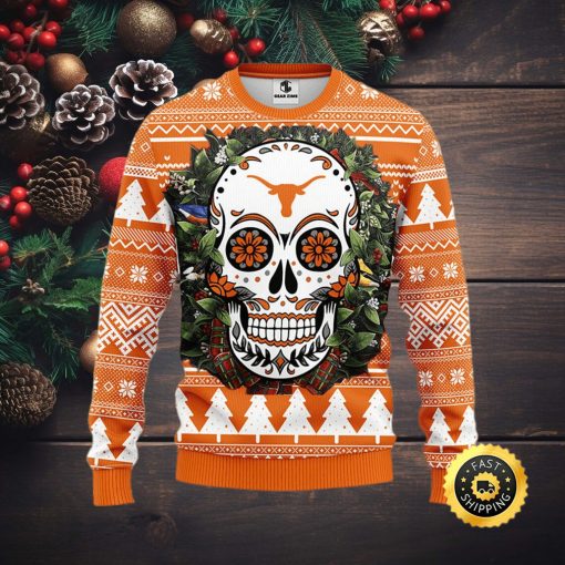 NFL Texas Longhorns Skull Flower Ugly Christmas Ugly Sweater