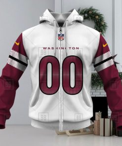 NFL Washington Commanders Custom Name Number White Road Jersey Zip Up Hoodie