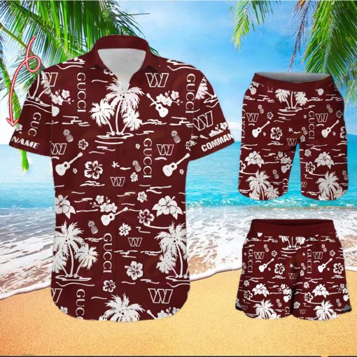 NFL Washington Commanders Gucci Logo Pattern Hawaiian Shirt & Shorts