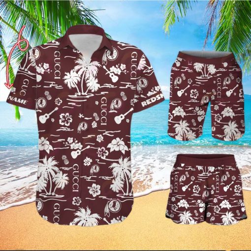 NFL Washington Redskins Gucci Logo Pattern Hawaiian Shirt & Shorts