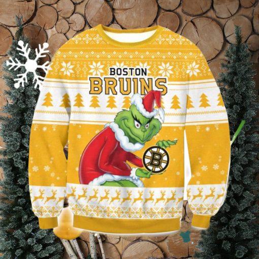 NHL Boston Bruins Grinch AOP Ugly Christmas Sweater Christmas Gift For Men And Women