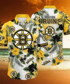 NHL Boston Bruins Hawaiian Shirt Hibiscus Flowers Pattern Beach Gift For Friend