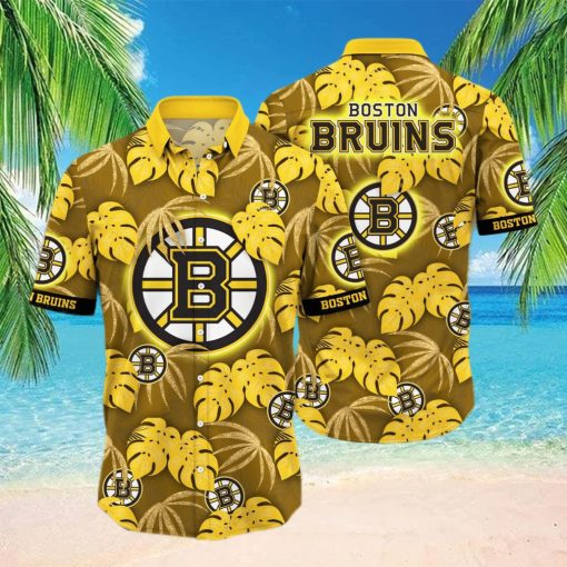 NHL Boston Bruins Hawaiian Shirt Palm Leaves Pattern Summer Beach Gift