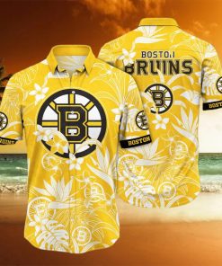 NHL Boston Bruins Hawaiian Shirt White Flower Pattern Summer Gift For Friend