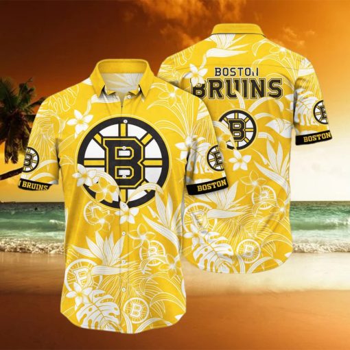 NHL Boston Bruins Hawaiian Shirt White Flower Pattern Summer Gift For Friend