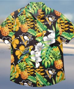 NHL Boston Bruins Mens Floral Tropical Button Up Shirtfloral Tropical Button Up Shirt