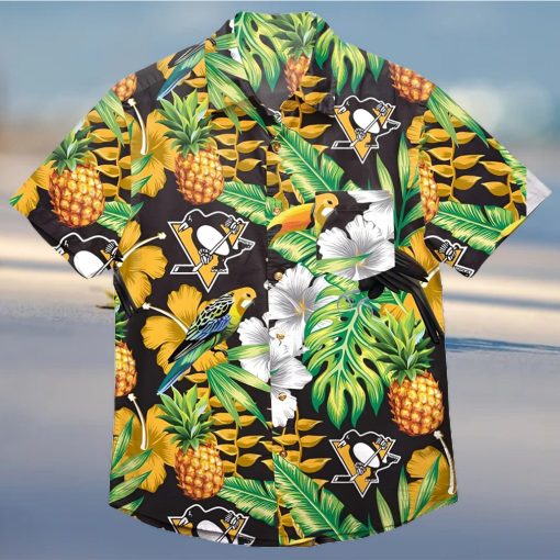 NHL Boston Bruins Mens Floral Tropical Button Up Shirtfloral Tropical Button Up Shirt