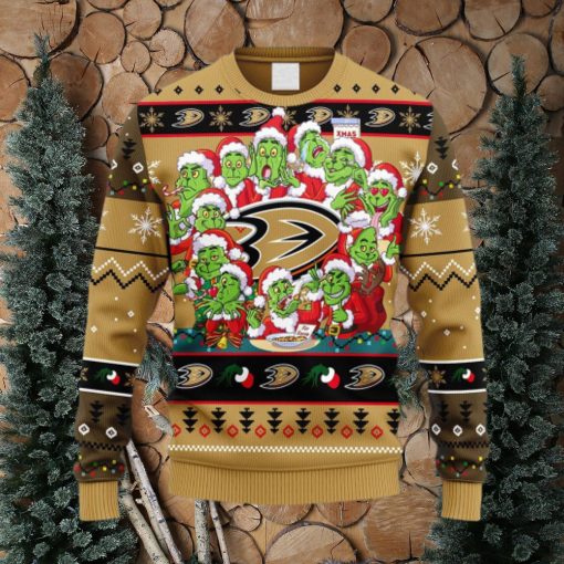 NHL Logo Anaheim Ducks 12 Grinch Xmas Day Christmas Ugly Sweater For Men Women