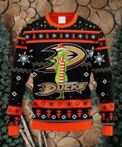 NHL Logo Anaheim Ducks Funny Grinch Christmas Ugly Sweater For Men Women