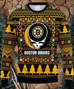 NHL Logo Boston Bruins Grateful Dead Ugly Christmas Fleece Sweater For Men Women