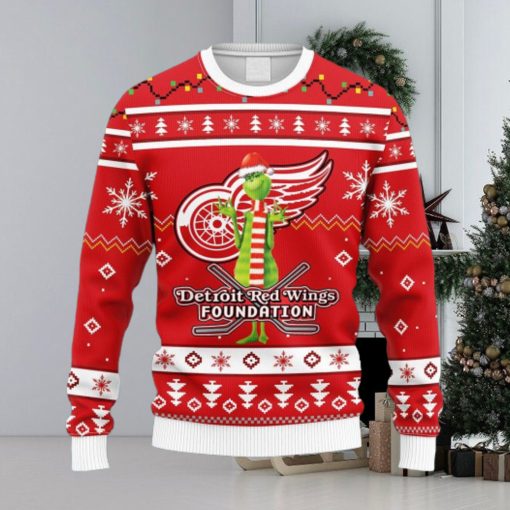 NHL Logo Detroit Red Wings Funny Grinch Christmas Ugly Sweater For Men Women