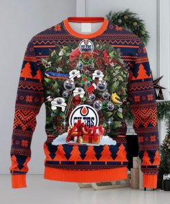 NHL Logo Edmonton Oilers Tree Ugly Christmas Fleece Sweater For Men Women