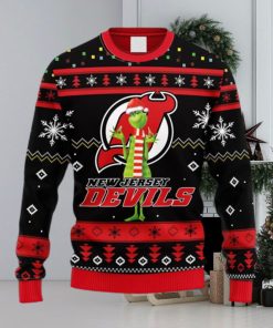 NHL Logo New Jersey Devils Funny Grinch Christmas Ugly Sweater For Men Women