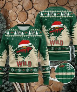 NHL Minnesota Wild Christmas Santa Hat AOP Print 3D Ugly Sweater