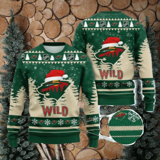 NHL Minnesota Wild Christmas Santa Hat AOP Print 3D Ugly Sweater