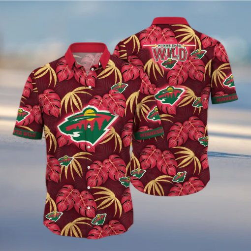 NHL Minnesota Wild Hawaiian Shirt Palm Leaves Pattern Beach Gift For Him