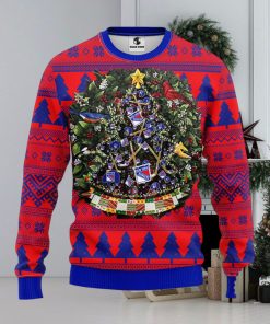 NHL New York Rangers Ugly Christmas Sweater Ball Pine Tree Christmas Unisex Sweater