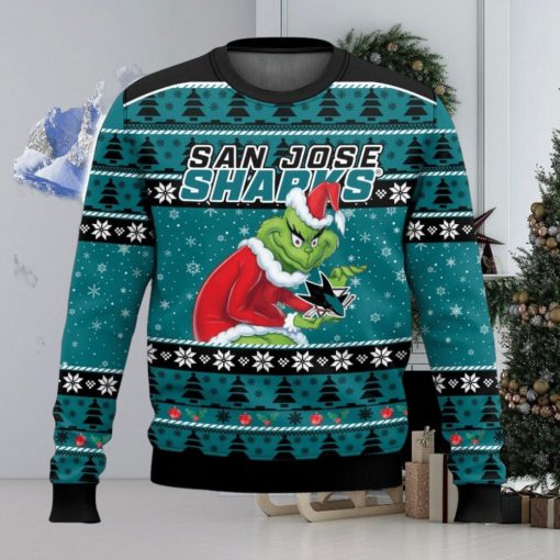 NHL San Jose Sharks Grinch 3D Christmas Sweater Ugly Christmas Sweater Christmas Gift Ideas