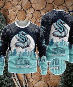 NHL Seattle Kraken Custom Name And Number Christmas Ugly Sweater Trending Christmas Gift For Fans