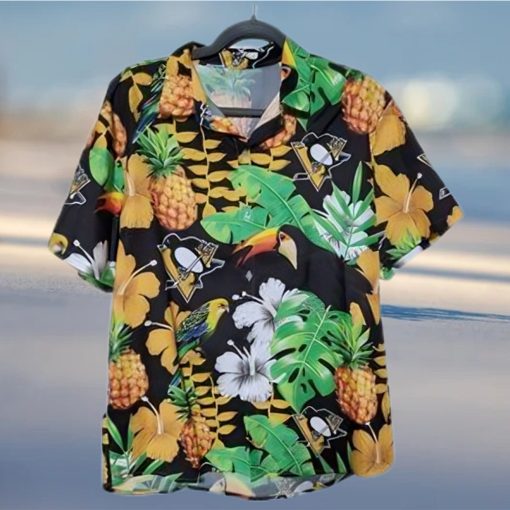 NHL Shirts Pittsburgh Penguins Nhl Button Up Floral Hawaiian Shirt